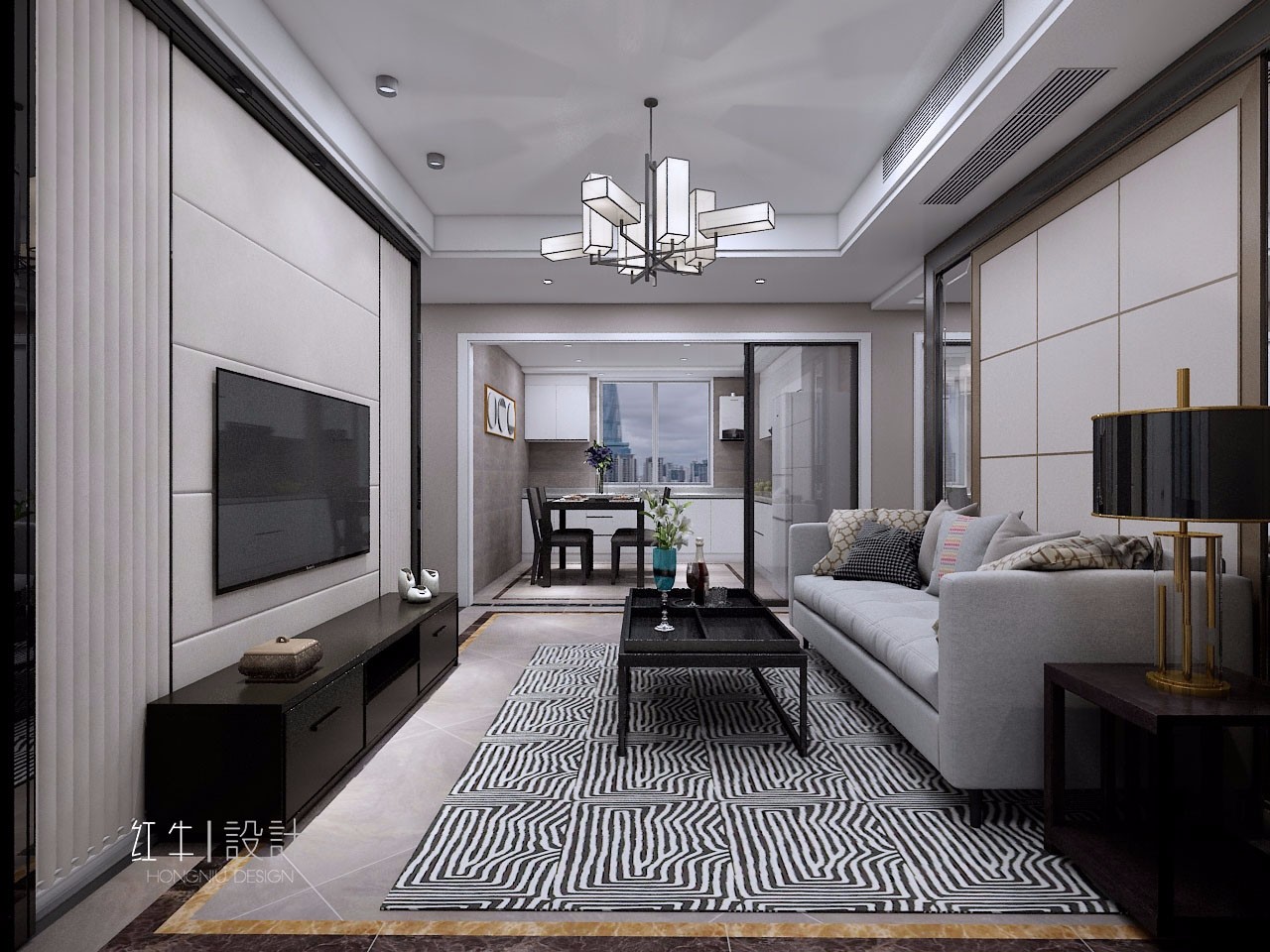 南京保利國際社區(qū)95平米現(xiàn)代簡約風(fēng)格裝修03客廳_水印