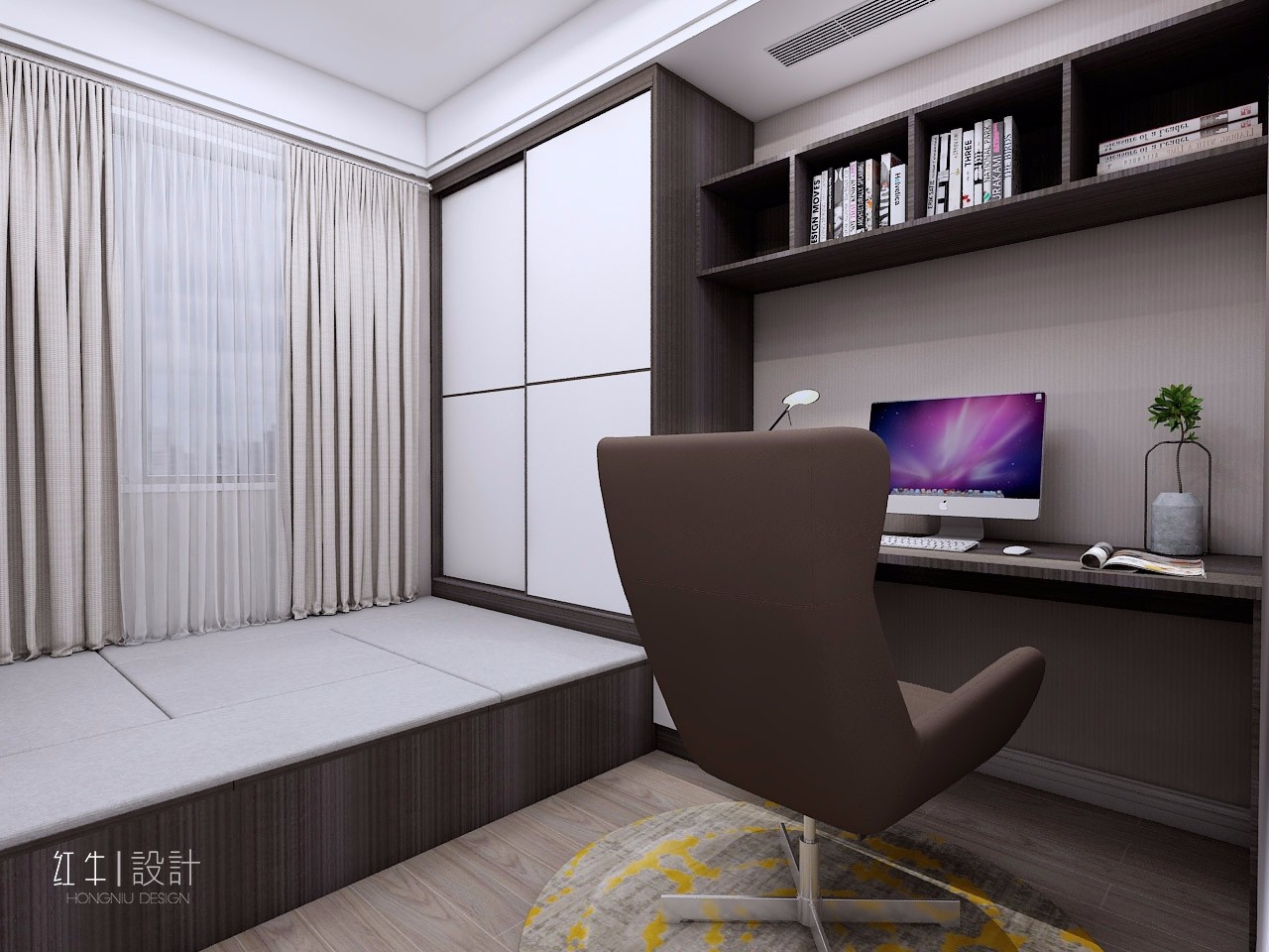 南京保利國際社區(qū)95平米現(xiàn)代簡約風(fēng)格裝修07書房_水印