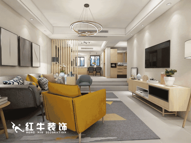 南京明月港灣105平米北歐風格裝修  擁有獨立衣帽間與書房05效果圖_水印