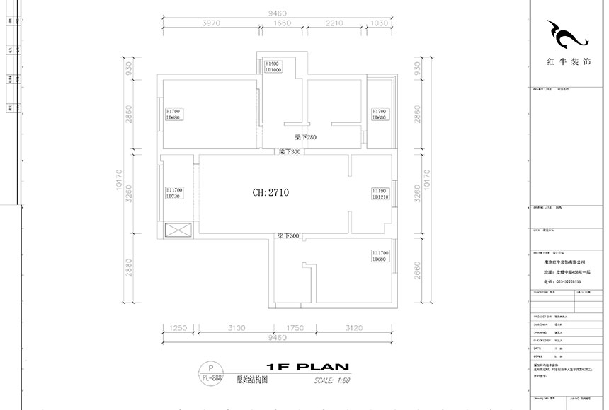 劉曉芳-保利國際社區(qū)-95㎡-現代風格_原始結構圖