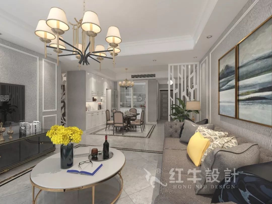 南京老房翻新--即便少掉一個衛(wèi)生間，也要單獨的衣帽間！12仇美蓉_康盛花園115㎡輕奢風格裝修效果圖_客廳