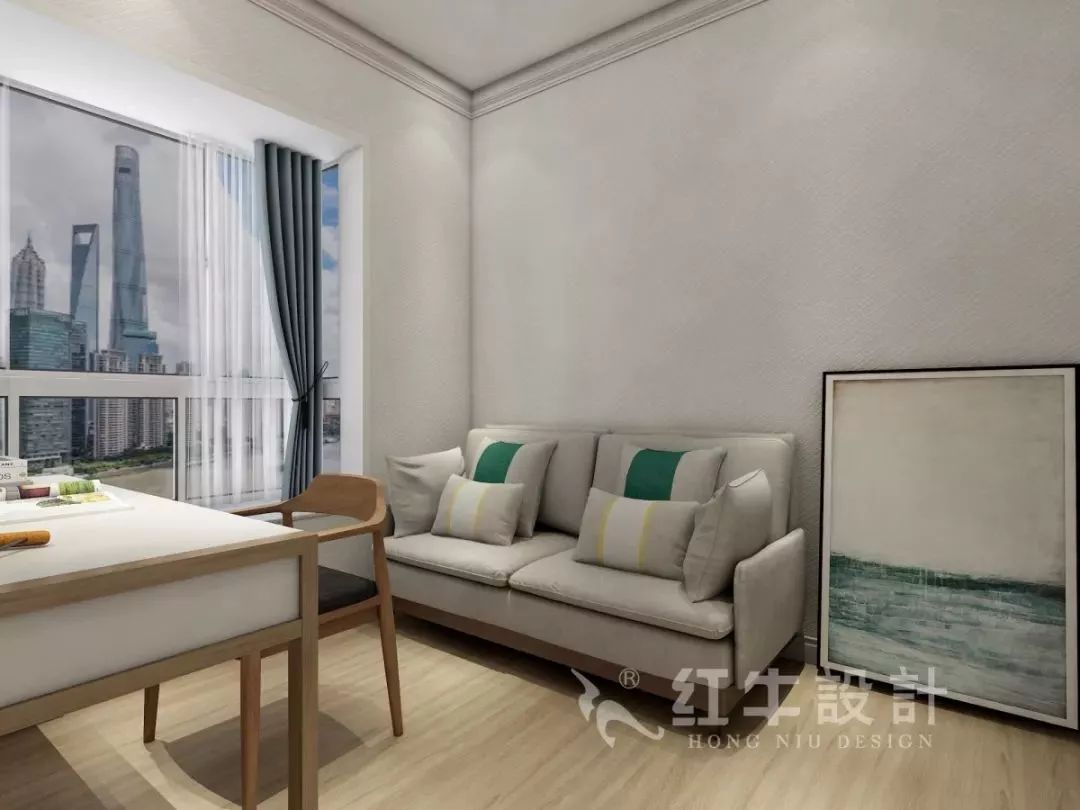 南京老房翻新--即便少掉一個衛(wèi)生間，也要單獨的衣帽間！17仇美蓉_康盛花園115㎡輕奢風格裝修效果圖_書房