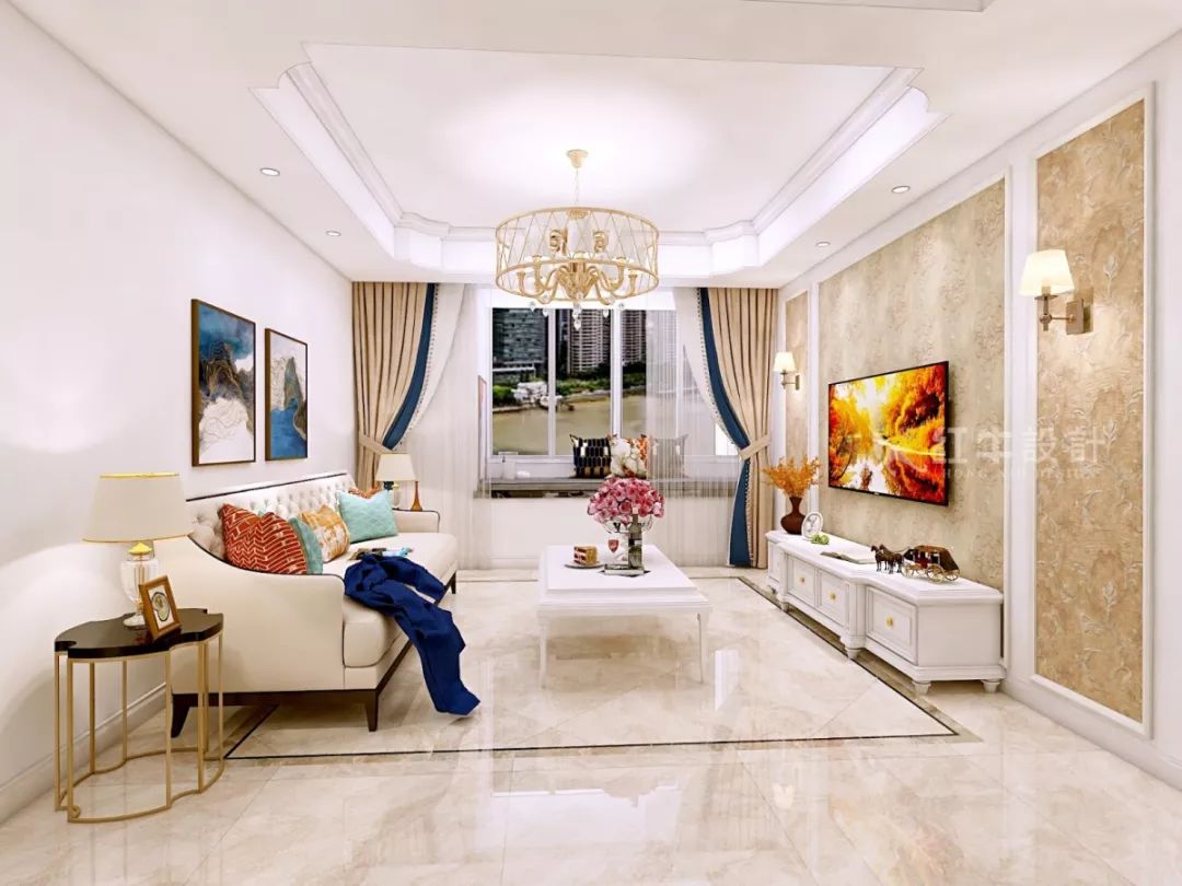 南京恒山花苑106㎡簡歐風(fēng)格--靜享優(yōu)雅生活07客廳