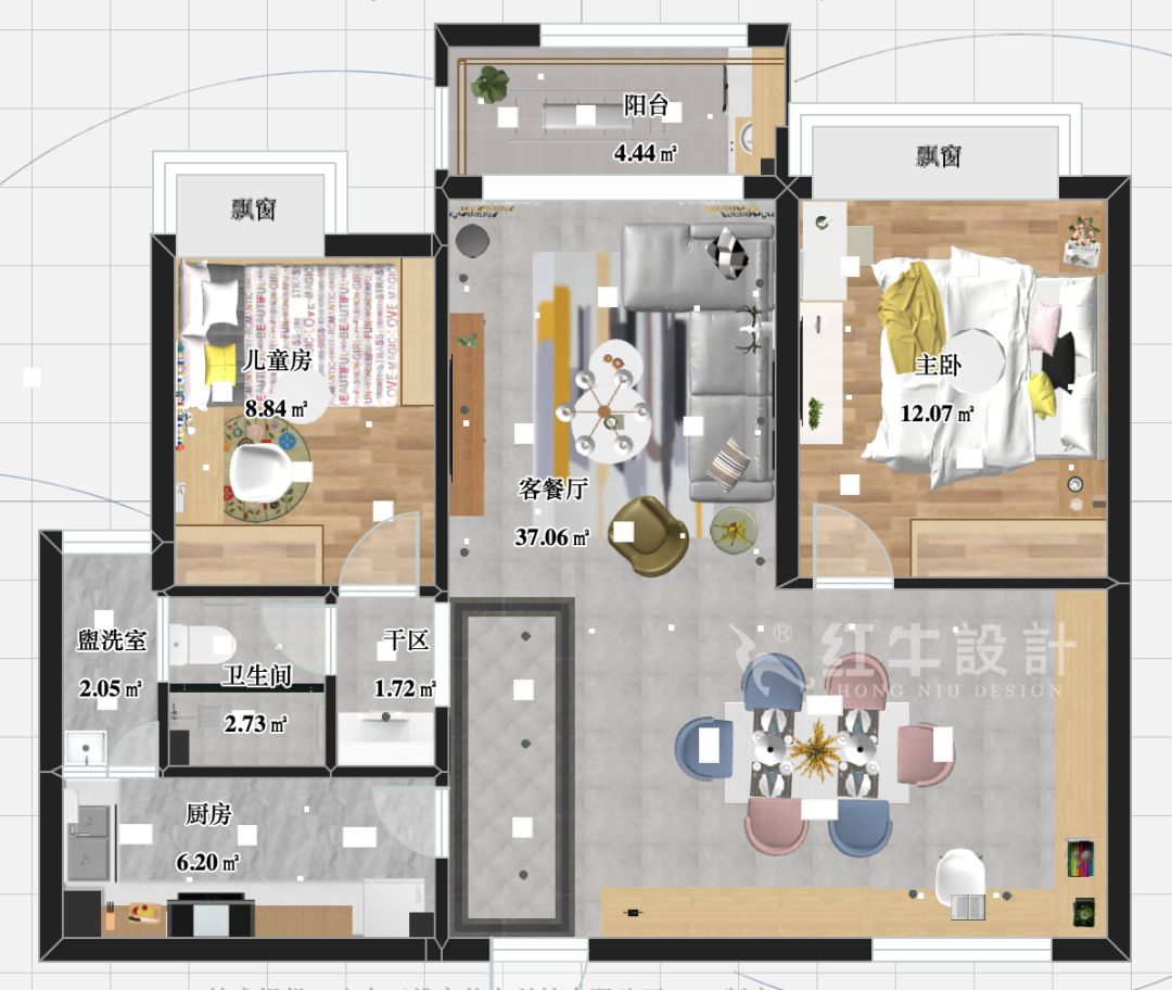 南京萬達茂99㎡北歐風(fēng)格--摒棄繁瑣的裝飾，打造簡潔明亮的家居空間！02▲平面圖