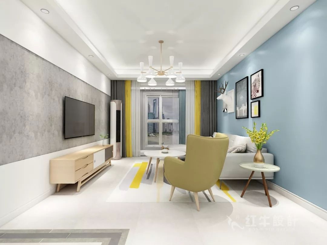 南京萬達茂99㎡北歐風(fēng)格--摒棄繁瑣的裝飾，打造簡潔明亮的家居空間！04客廳