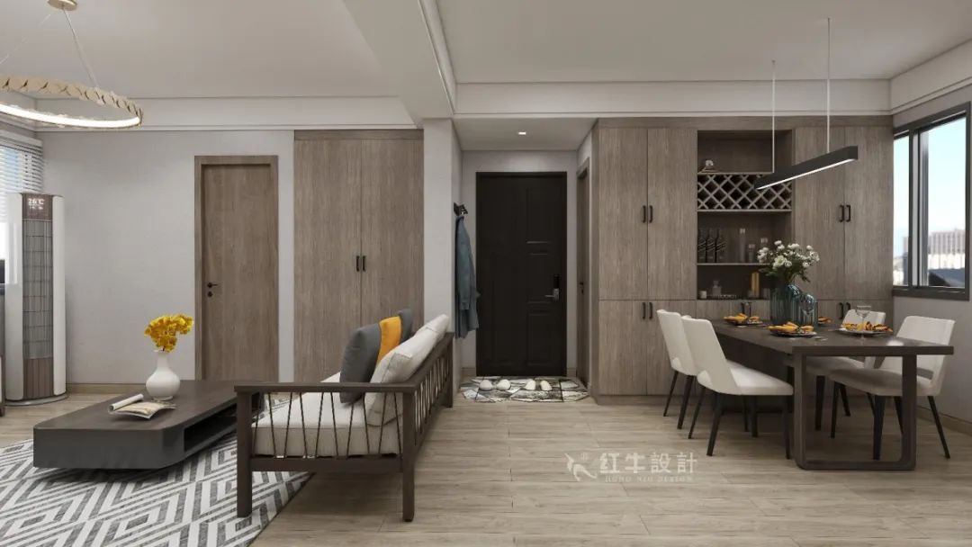 劉萍萍_花崗鴻福城132㎡現(xiàn)代簡約風(fēng)格_兩套小戶型打通變大宅，中西雙廚房+衣帽間打造品質(zhì)生活！05客餐廳