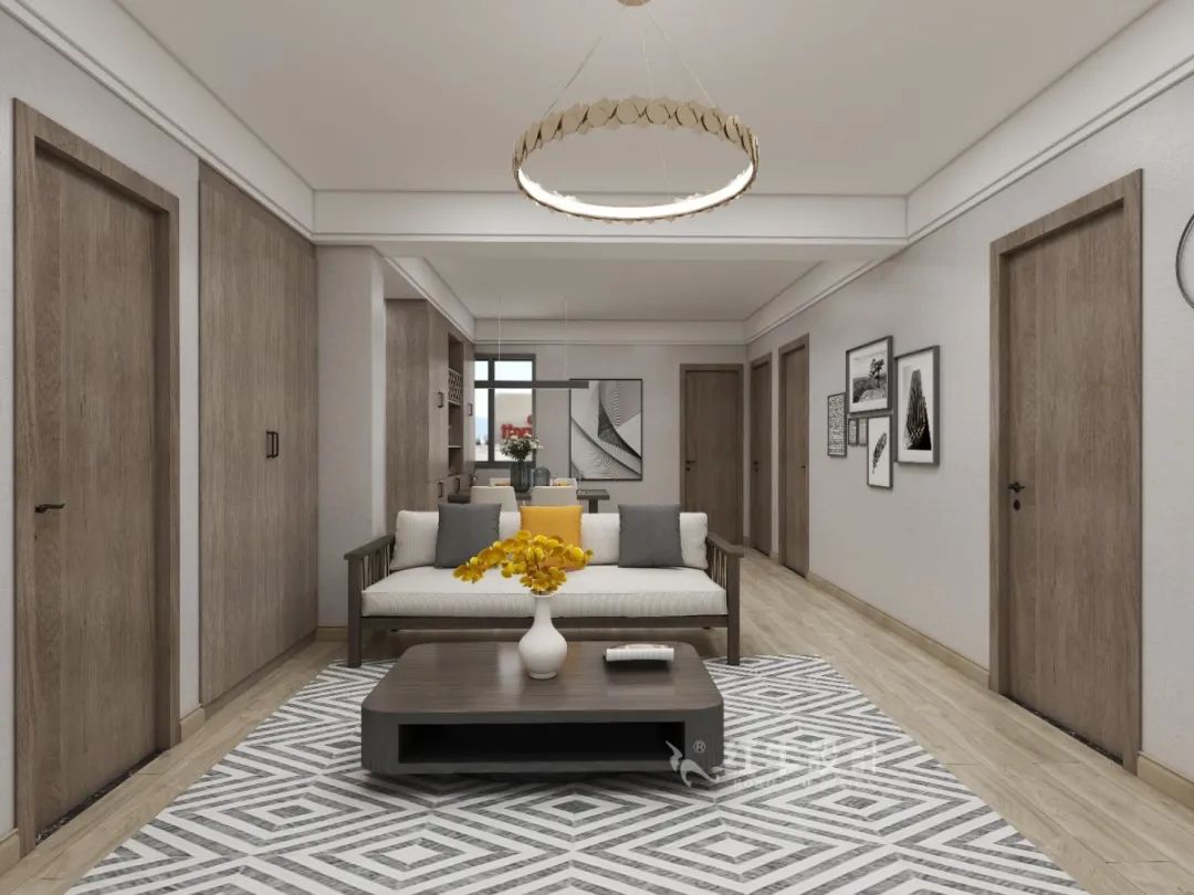 劉萍萍_花崗鴻福城132㎡現(xiàn)代簡約風(fēng)格_兩套小戶型打通變大宅，中西雙廚房+衣帽間打造品質(zhì)生活！06客餐廳