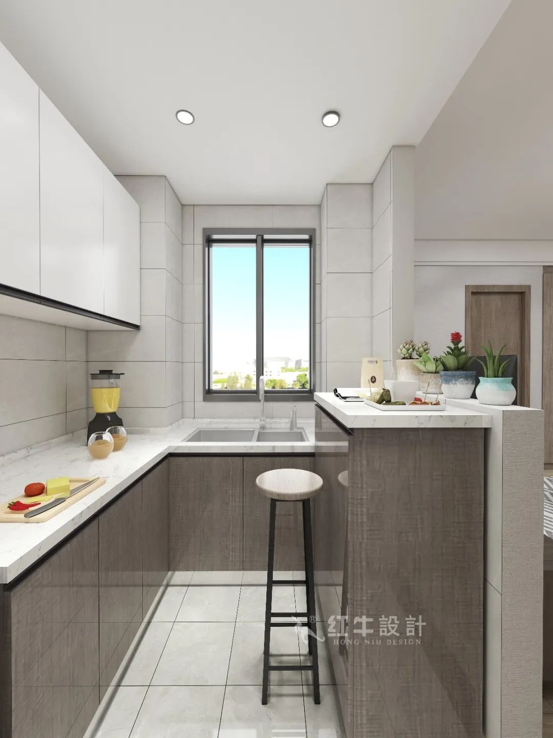 劉萍萍_花崗鴻福城132㎡現(xiàn)代簡約風(fēng)格_兩套小戶型打通變大宅，中西雙廚房+衣帽間打造品質(zhì)生活！08開放式廚房