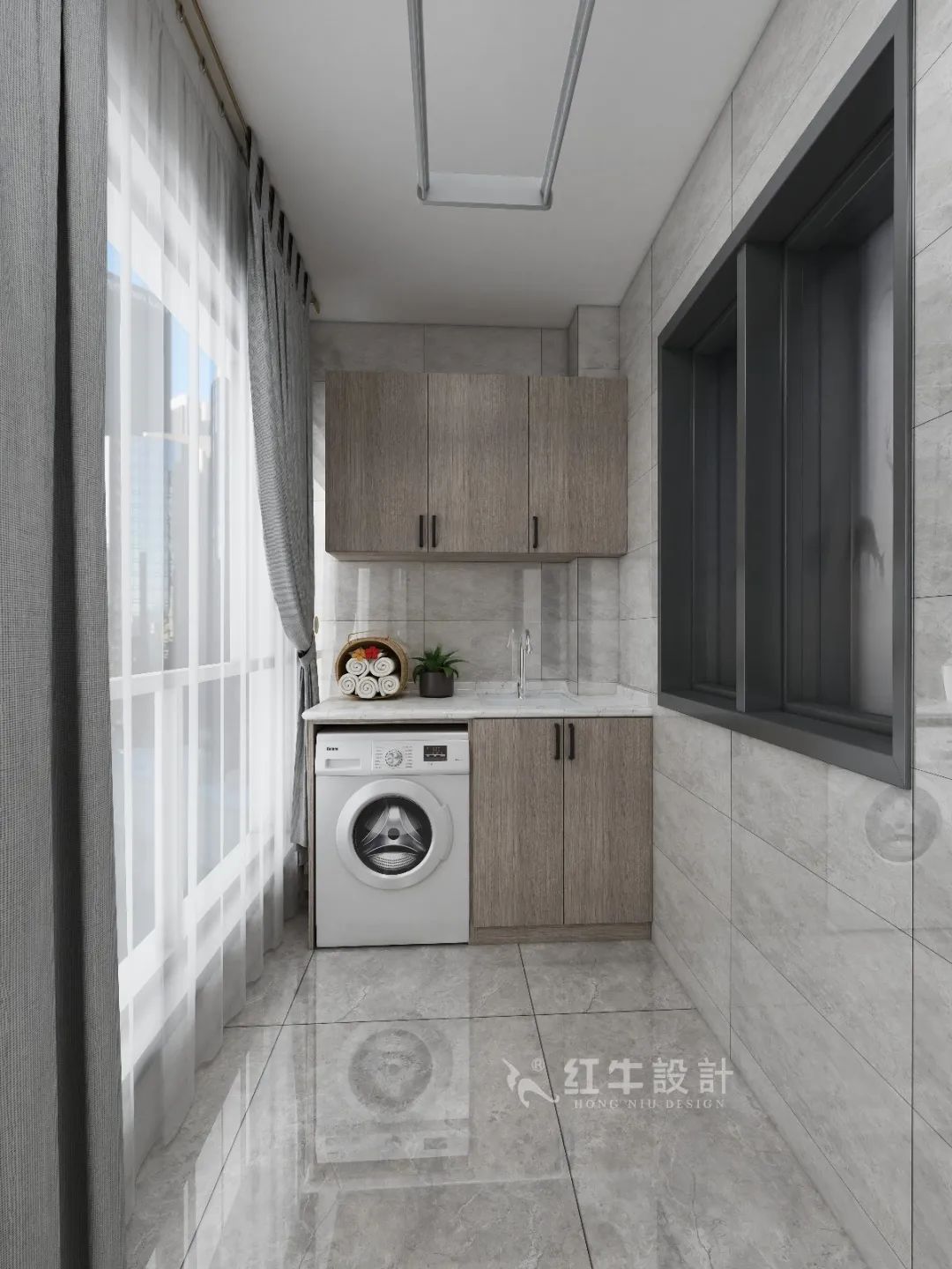 劉萍萍_花崗鴻福城132㎡現(xiàn)代簡約風(fēng)格_兩套小戶型打通變大宅，中西雙廚房+衣帽間打造品質(zhì)生活！11陽臺