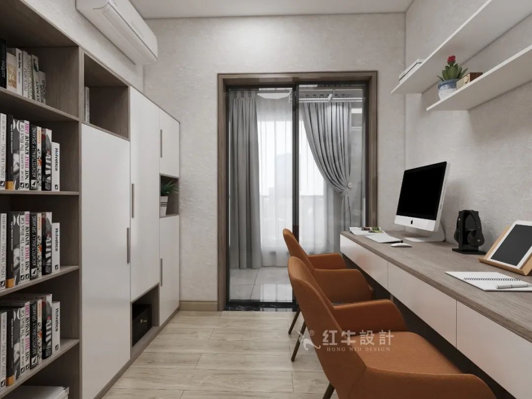 劉萍萍_花崗鴻福城132㎡現(xiàn)代簡約風(fēng)格_兩套小戶型打通變大宅，中西雙廚房+衣帽間打造品質(zhì)生活！12書房
