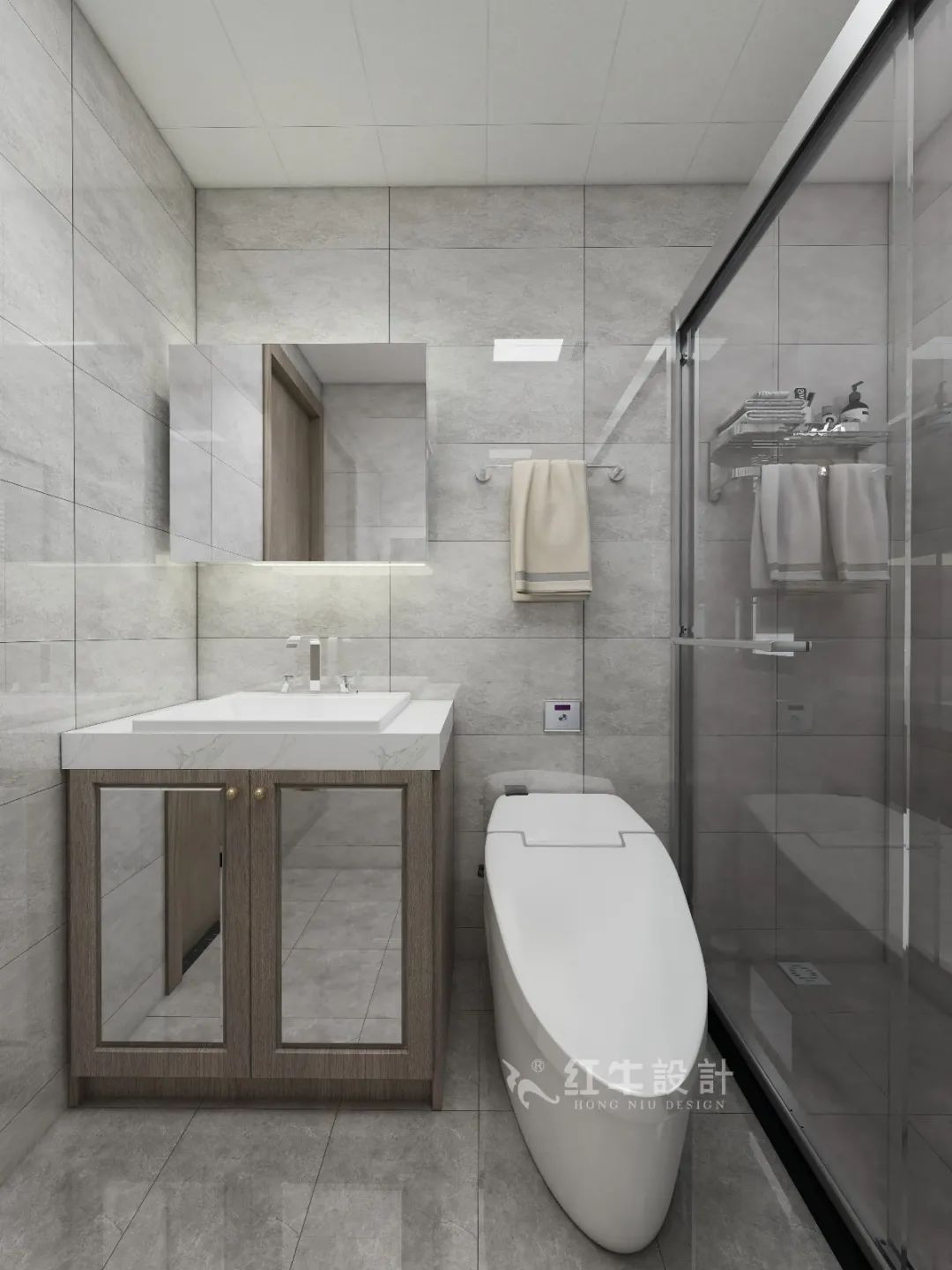 劉萍萍_花崗鴻福城132㎡現(xiàn)代簡約風(fēng)格_兩套小戶型打通變大宅，中西雙廚房+衣帽間打造品質(zhì)生活！17衛(wèi)生間