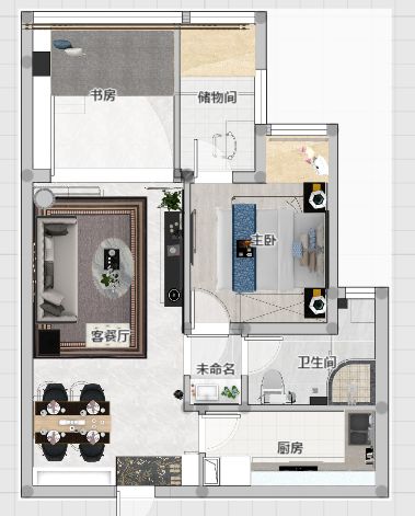 魏明花_明發(fā)財富中心63㎡新中式風(fēng)格--小戶型大利用08平面布置圖
