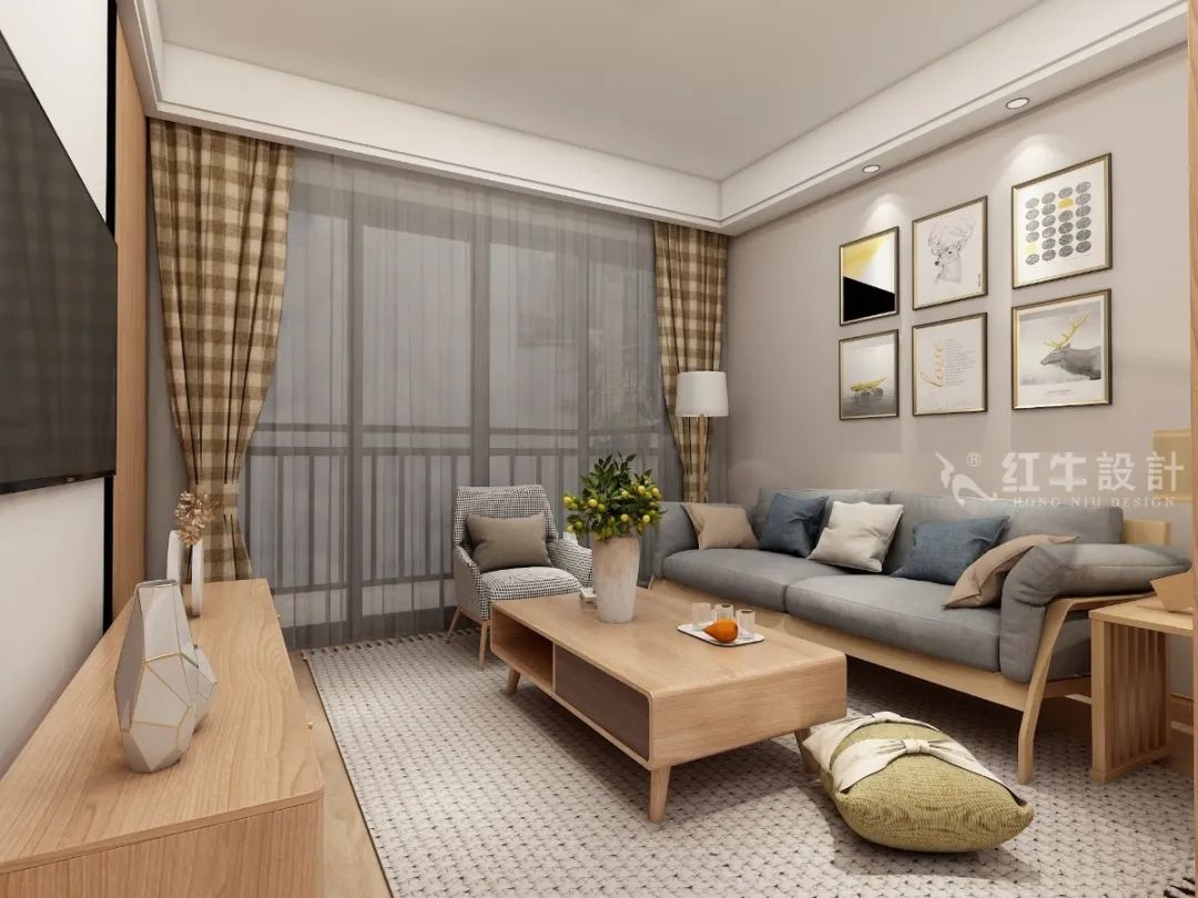 劉曉芳_紅牛設計--電建洺悅府89㎡日式風格06效果圖欣賞_客廳效果圖