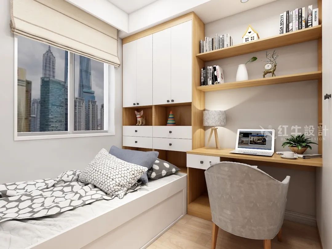 劉曉芳_紅牛設計--電建洺悅府89㎡日式風格10效果圖欣賞_書房