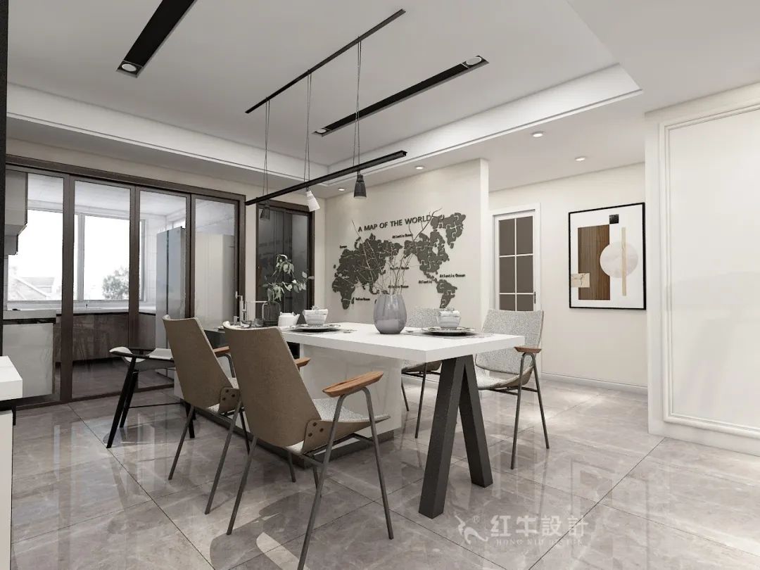 仇美蓉_紅牛設(shè)計(jì)--大名城 · 紫金九號128㎡現(xiàn)代簡約08效果圖欣賞_餐廳