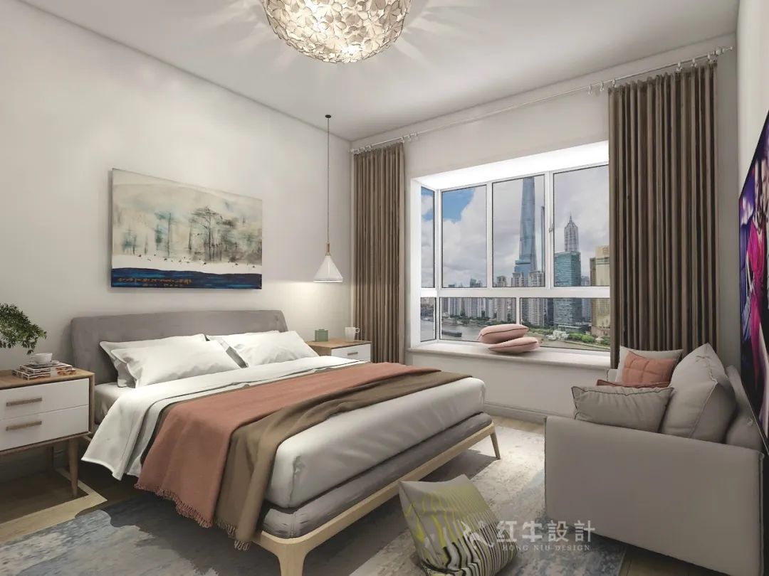 仇美蓉_紅牛設(shè)計(jì)--大名城 · 紫金九號128㎡現(xiàn)代簡約09效果圖欣賞_臥室