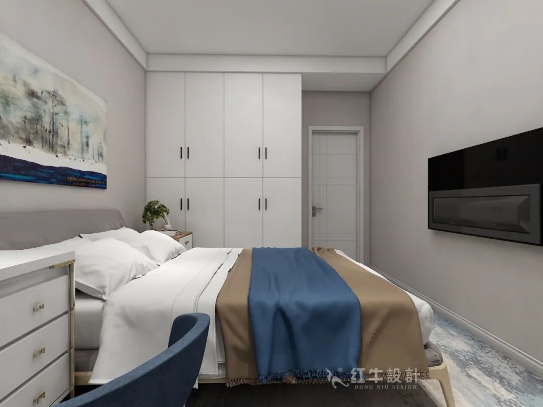 仇美蓉_紅牛設(shè)計(jì)--大名城 · 紫金九號128㎡現(xiàn)代簡約10效果圖欣賞_臥室