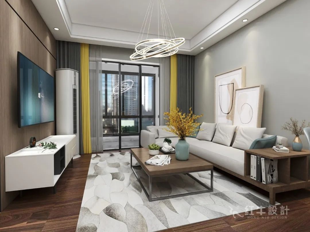 吳波_紅牛設(shè)計(jì)--中垠紫金官邸100㎡（B戶型）現(xiàn)代簡(jiǎn)約01客廳