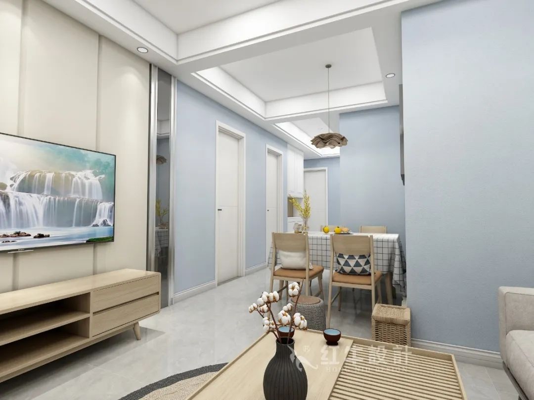 孟憲濤_紅牛設計--中垠紫金官邸109㎡（D戶型）現(xiàn)代北歐05效果圖欣賞_餐廳過道