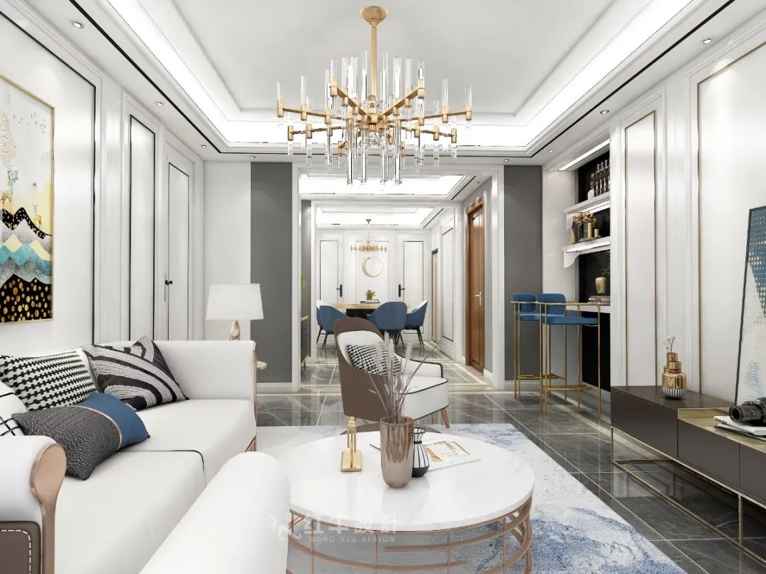 顧娟_紅牛設(shè)計--中垠紫金官邸137㎡（F戶型）輕奢風(fēng)格01客廳