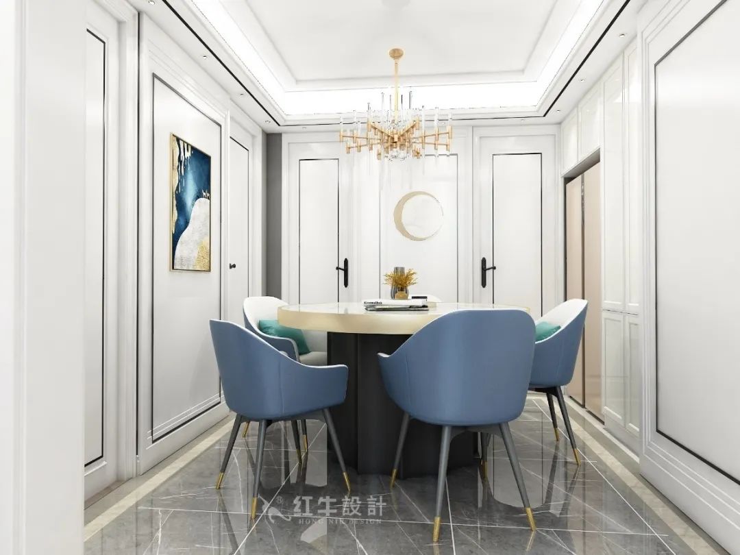 顧娟_紅牛設(shè)計--中垠紫金官邸137㎡（F戶型）輕奢風(fēng)格06效果圖欣賞_客廳