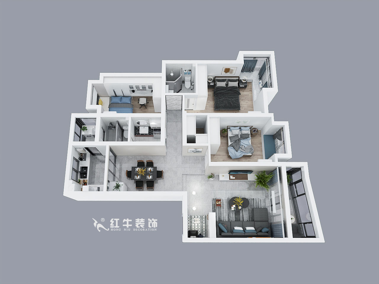 劉小勇_花開四季11-301-120㎡-現(xiàn)代簡約風格_鳥瞰圖+logo