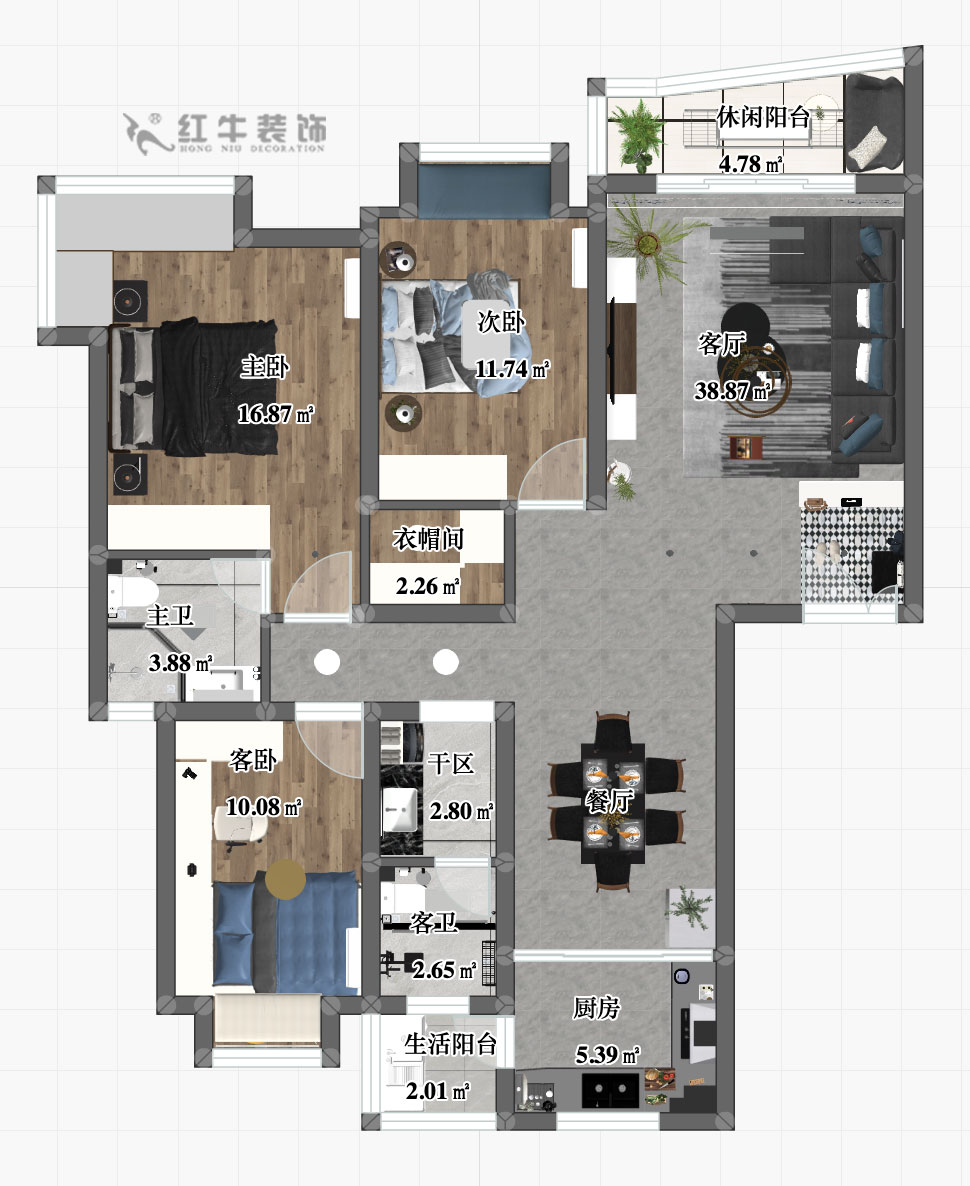 劉小勇_花開四季11-301-120㎡-現(xiàn)代簡約風格_彩平圖+logo