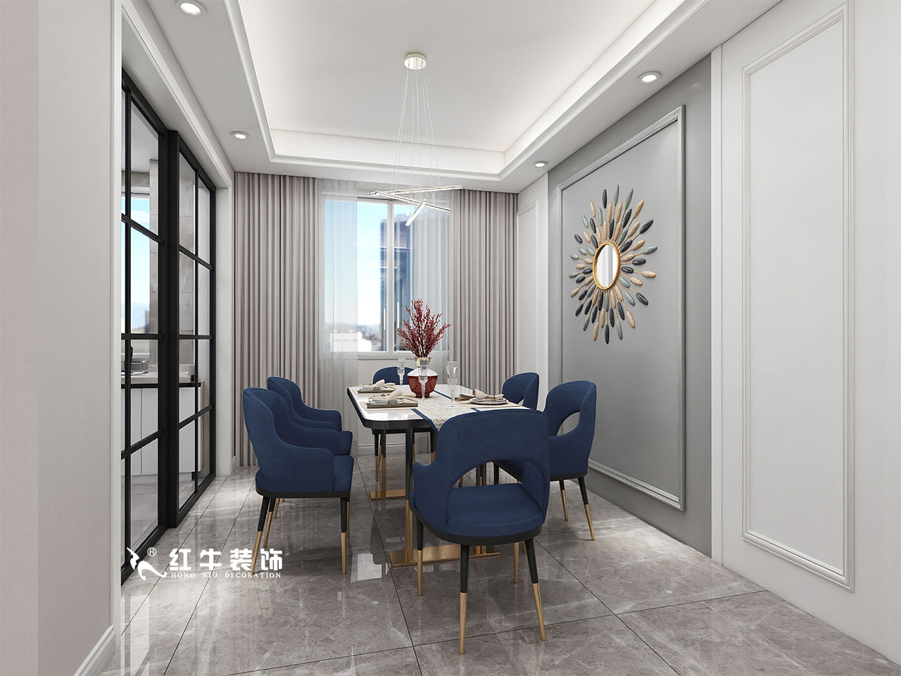 顧娟_金地都會意境118㎡現(xiàn)代風格--弧形沙發(fā)設(shè)計，獨特有創(chuàng)意！05餐廳設(shè)計