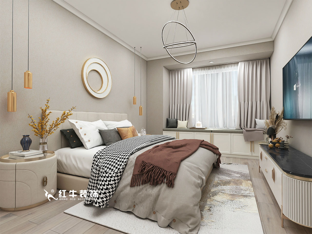 顧娟_金地都會意境118㎡現(xiàn)代風格--弧形沙發(fā)設(shè)計，獨特有創(chuàng)意！08主臥設(shè)計