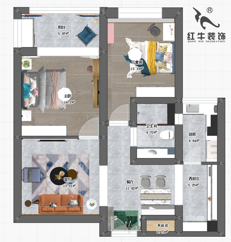 熊皓宇_世茂濱江新城5-3-802-110㎡-現(xiàn)代輕奢風格_平面圖