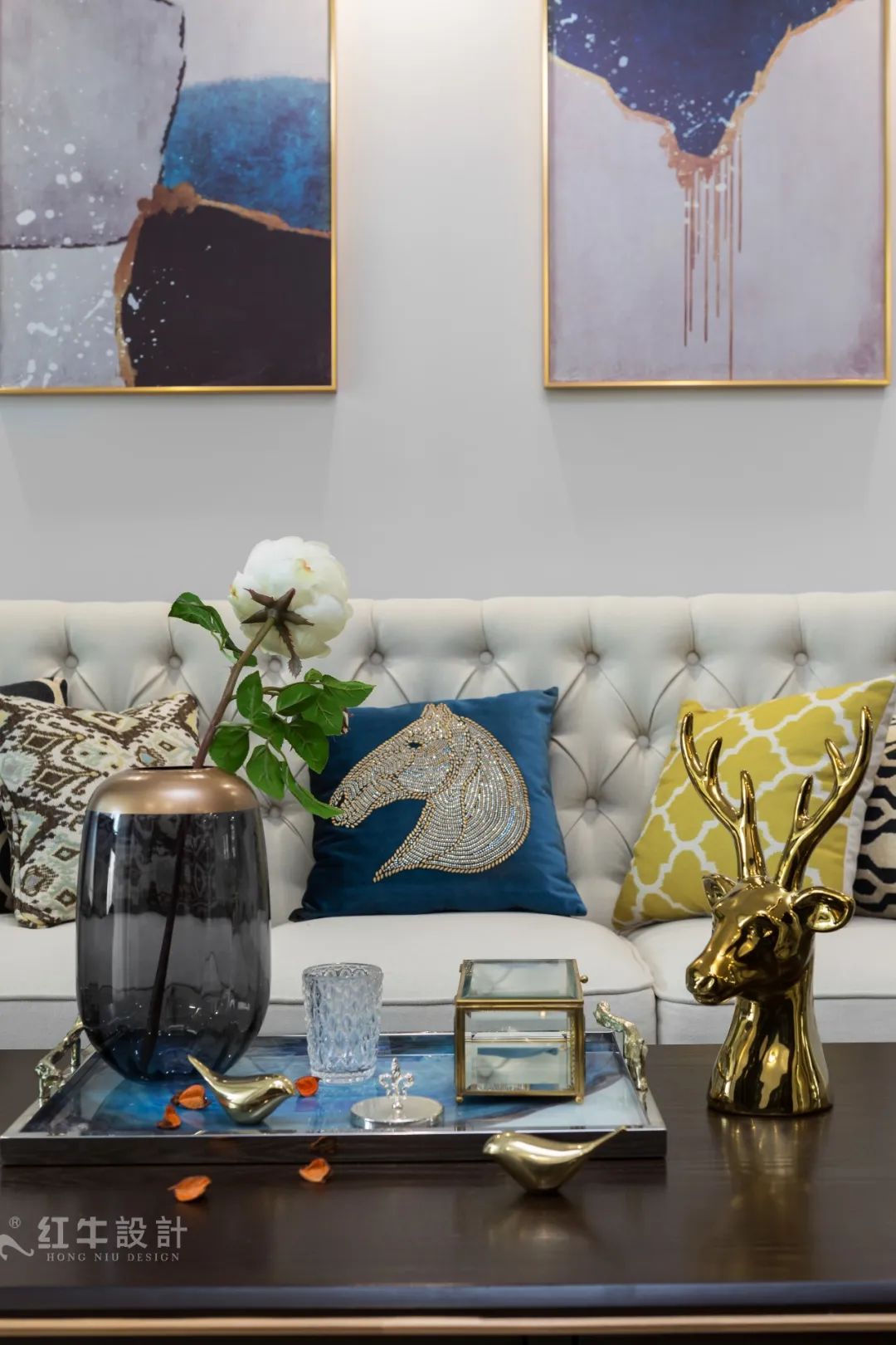 85后夫婦的美式輕奢家，起名“海藍(lán)之謎”！03客廳