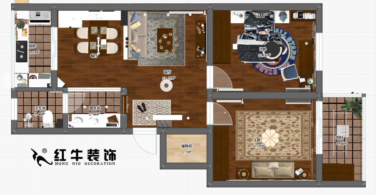 孟憲濤_高樓門59-403-76㎡-現(xiàn)代美式風(fēng)格00彩平圖