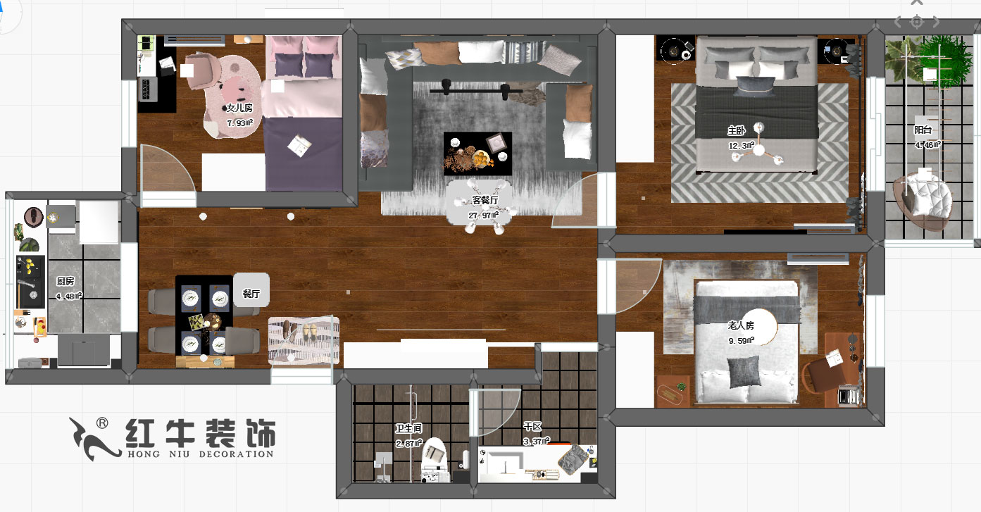 朱彥_羅廊巷2號2-2-701-90㎡-簡約風(fēng)格00彩平圖