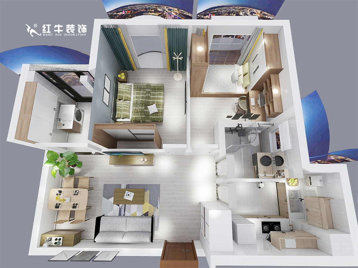 劉萍萍_逸境南苑3-3-1608-85㎡-現(xiàn)代簡(jiǎn)約風(fēng)格00俯視圖