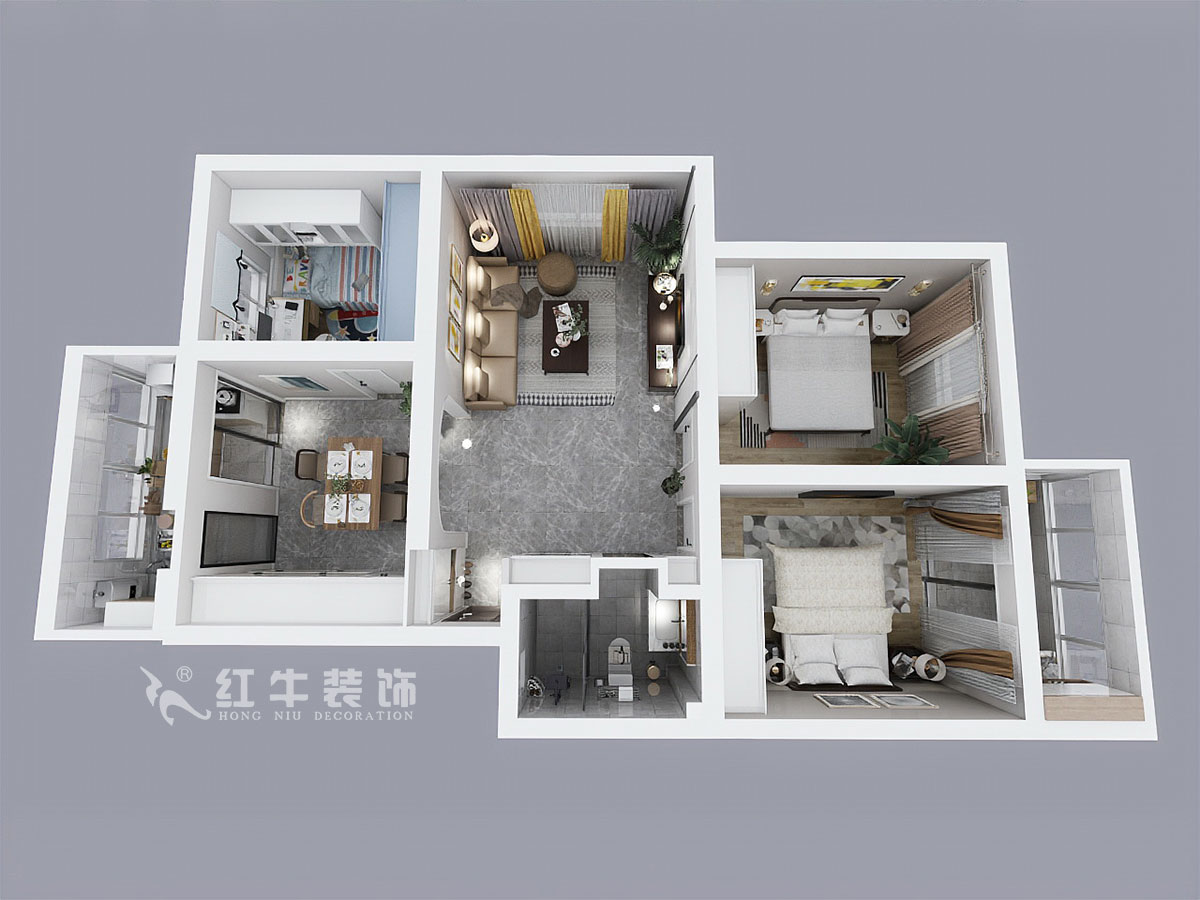 魏明花_南農大72-101-95㎡-北歐風格_3室2廳1衛(wèi)_成品家￥142000_全包14萬00鳥瞰圖