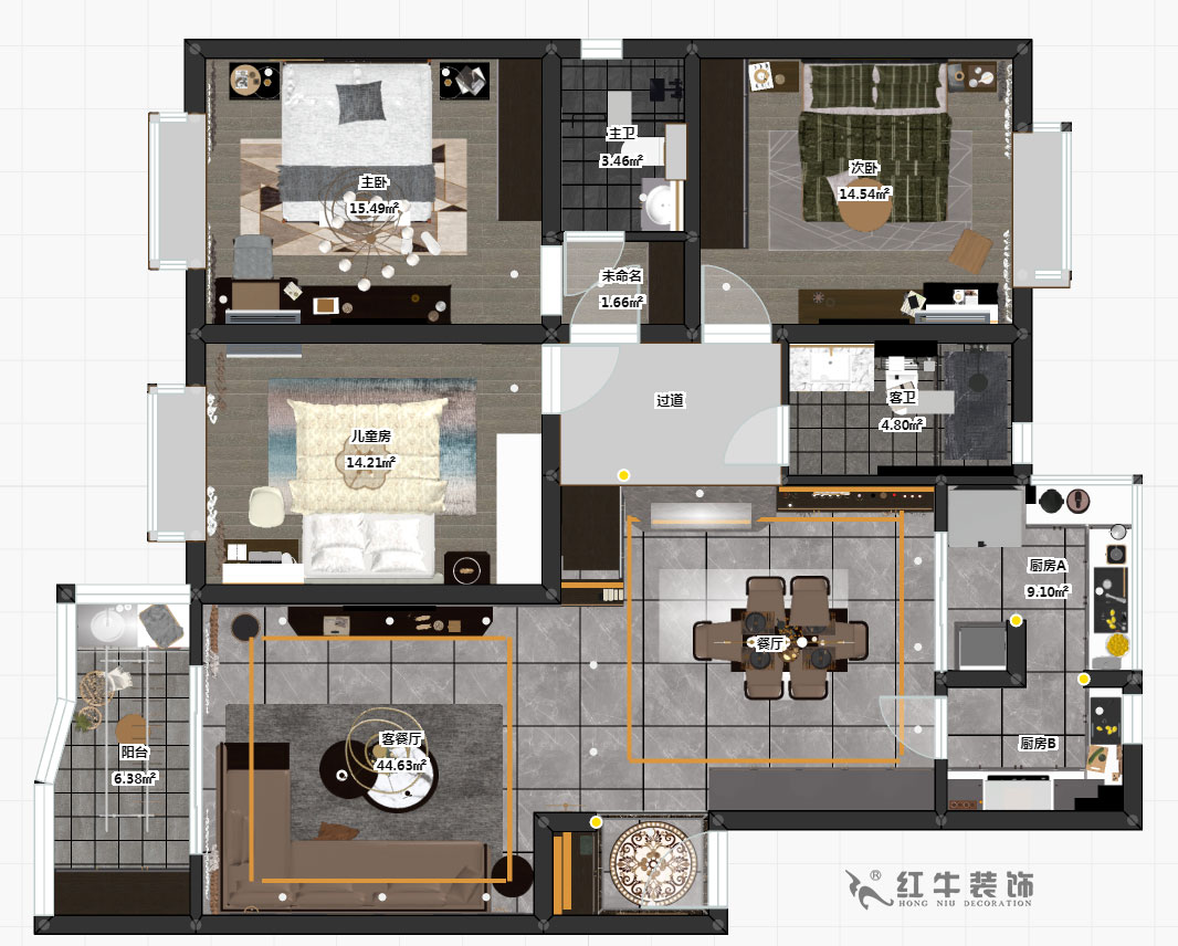 郭志成_楓丹白露24-202-130㎡-輕奢簡(jiǎn)美風(fēng)格_3室2廳2衛(wèi)（老房裝修）_定制家￥201600_00_03彩平圖