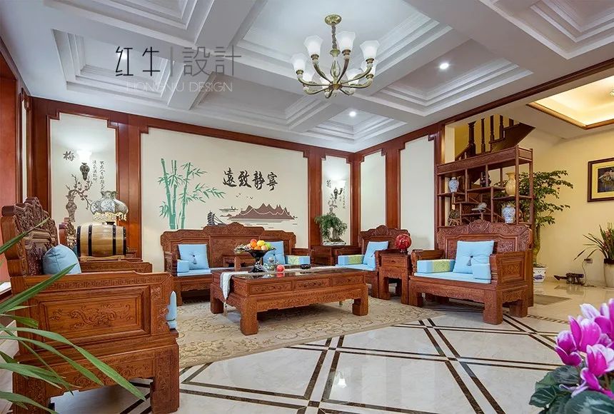 吳波_紅牛設(shè)計 · 大宅--280㎡ · 中式古典風(fēng)格 · 湯山東湖麗島02
