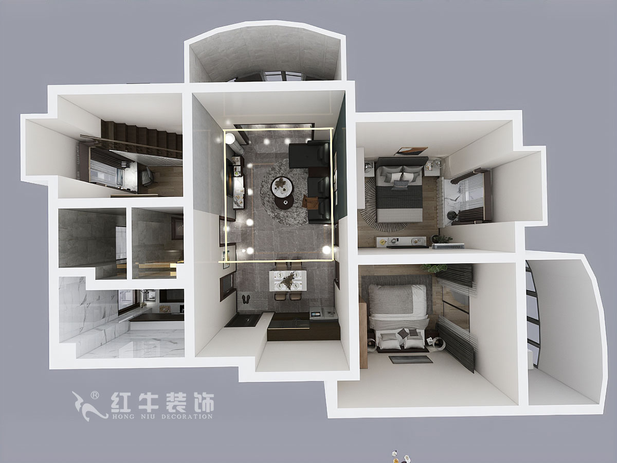 郭志成_墨香山莊25-1101-197㎡-輕奢簡美風格_5室3廳2衛(wèi)（老房裝修）_定制家￥260180_全包26萬00_07鳥瞰圖1樓