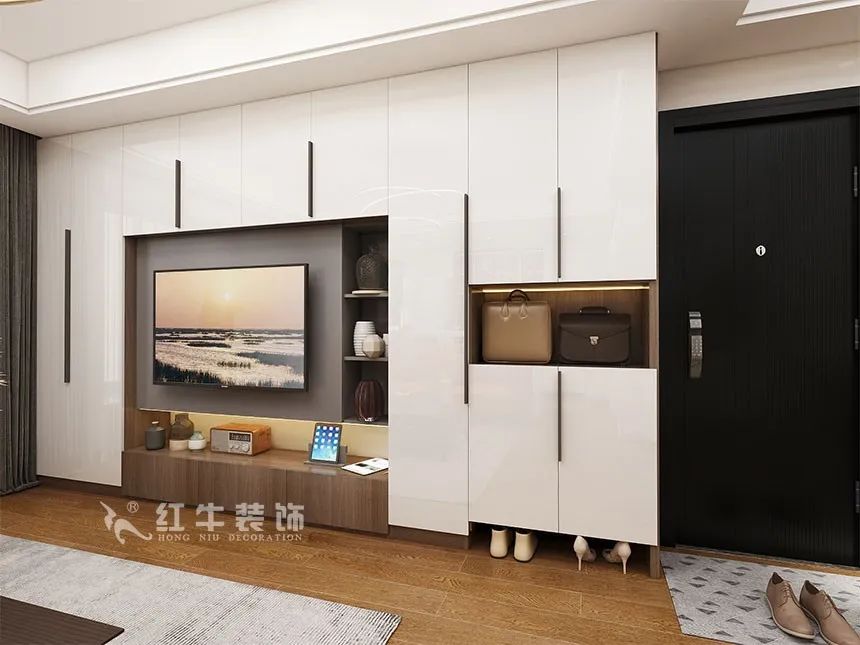 沙發(fā)不要靠墻，這樣設(shè)計(jì)才夠別致?。櫨阓東城水岸115㎡現(xiàn)代風(fēng)格_3室2廳1衛(wèi)_舊房裝修_全包17萬(wàn)）05