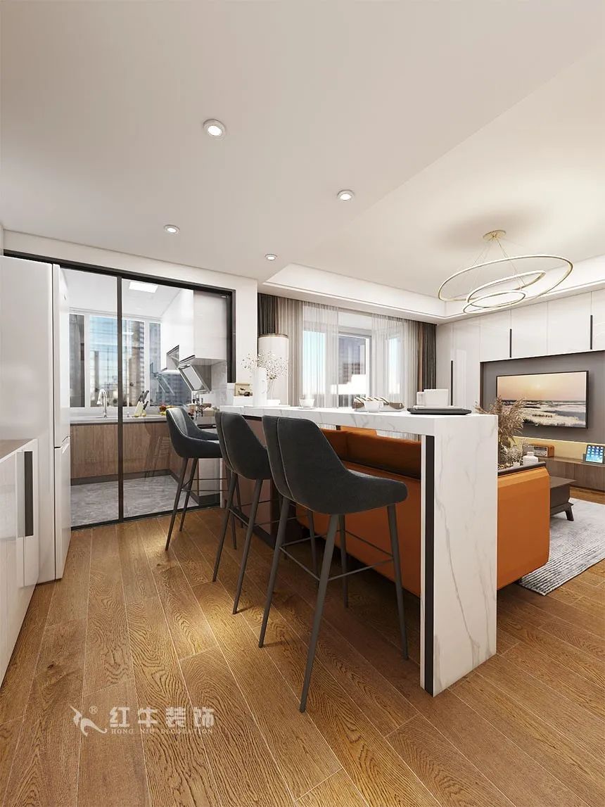 沙發(fā)不要靠墻，這樣設(shè)計(jì)才夠別致！（顧娟_東城水岸115㎡現(xiàn)代風(fēng)格_3室2廳1衛(wèi)_舊房裝修_全包17萬(wàn)）06