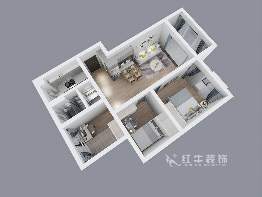 陸利民_保利羅蘭春天1-1404-86㎡-現(xiàn)代風格_3室2廳1衛(wèi)（新房裝修）_成品家￥136800_全包13萬00_04鳥瞰圖