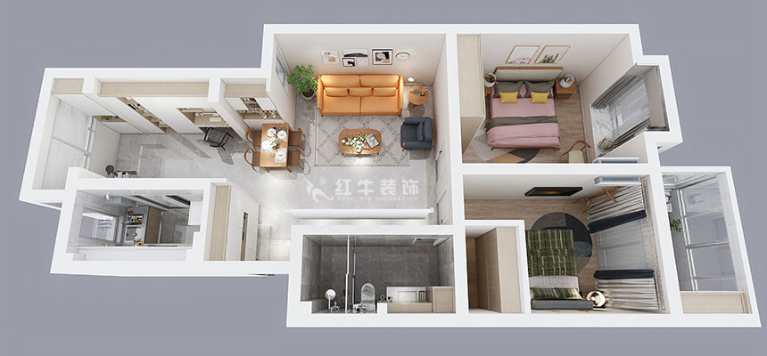 魏明花_標(biāo)營4號17-2-203-94㎡-現(xiàn)代簡約風(fēng)格_2室2廳1衛(wèi)（二手房裝修）_成品家￥134154_全包13