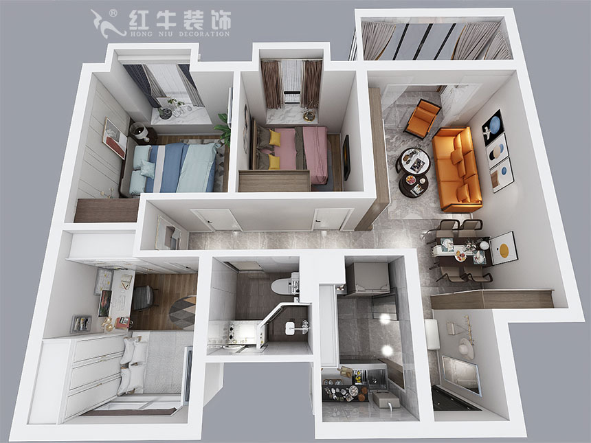 朱明琪_印象花園3-803-89㎡-現(xiàn)代輕奢風(fēng)格_3室2廳1衛(wèi)（新房裝修）_成品家￥100000_全包13萬(wàn)00_04鳥(niǎo)瞰圖