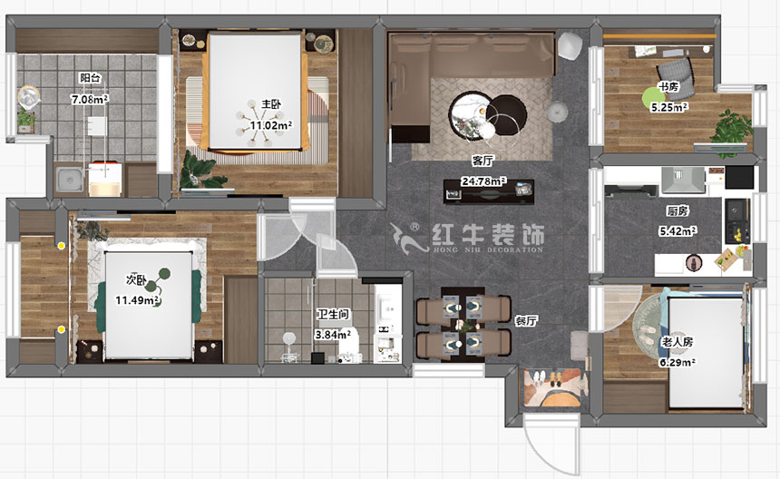 吳波_翠屏城111-1-1504-91㎡-現(xiàn)代風格_4室2廳1衛(wèi)（新房裝修）_成品家￥121717_全包12