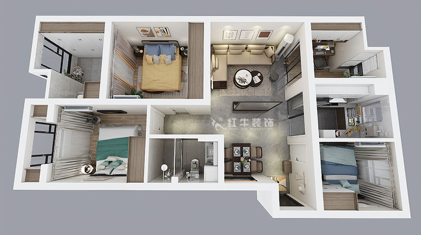 吳波_翠屏城111-1-1504-91㎡-現(xiàn)代風格_4室2廳1衛(wèi)（新房裝修）_成品家￥121717_全包12