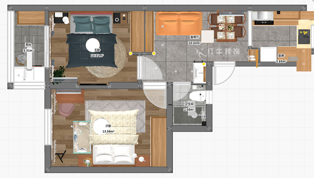 劉小勇｜水佐崗48巷5號(hào)院9-402-56㎡-現(xiàn)代風(fēng)格｜2室1廳1衛(wèi)｜老房裝修｜定制家￥120000｜全包9
