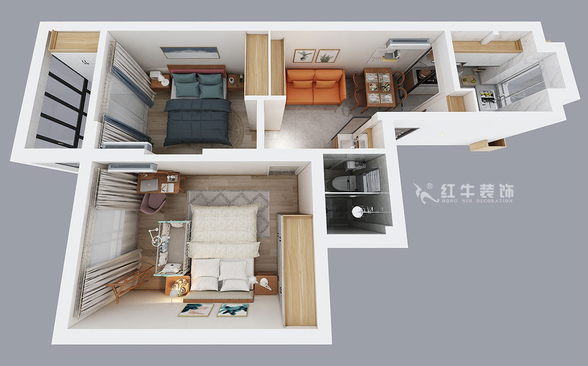 劉小勇｜水佐崗48巷5號(hào)院9-402-56㎡-現(xiàn)代風(fēng)格｜2室1廳1衛(wèi)｜老房裝修｜定制家￥120000｜全包9