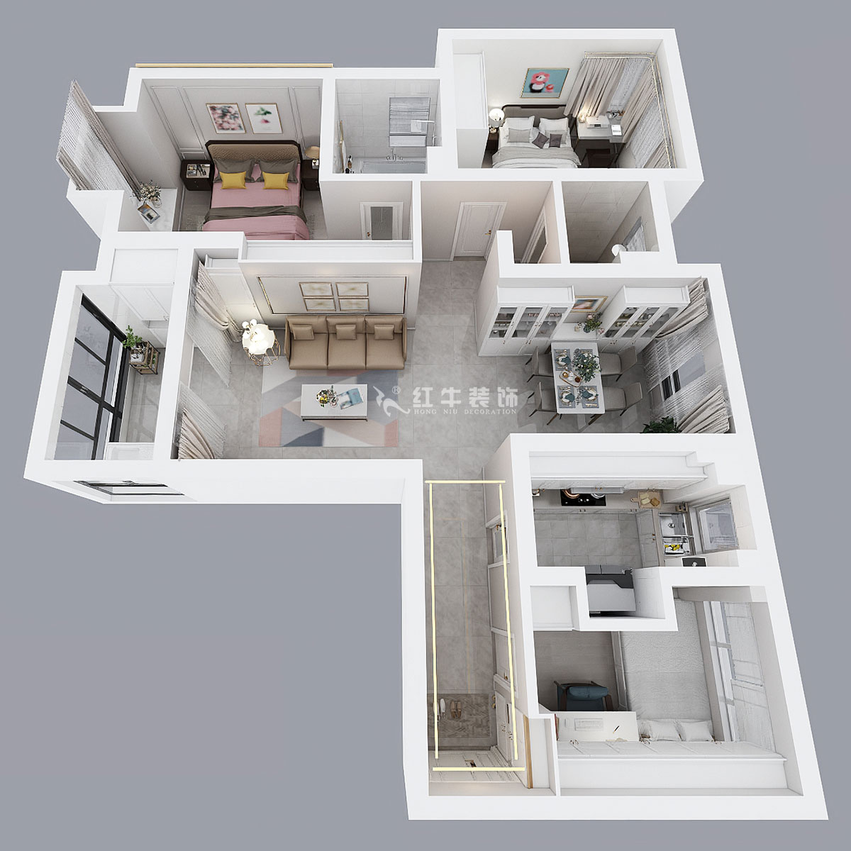 魏明花｜弘陽時光里14-2-1108-96㎡-現代簡約風格｜3室2廳2衛(wèi)｜二手房裝修｜定制家￥146925｜全包14