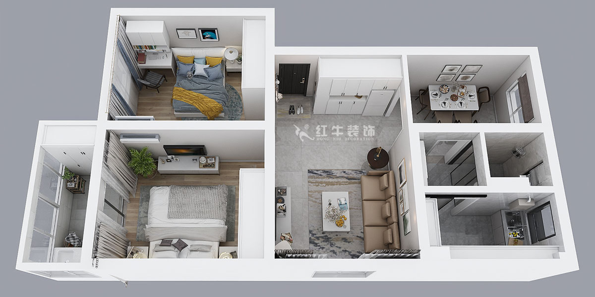 蔣琛｜石門(mén)坎110號(hào)3-501-75㎡-現(xiàn)代簡(jiǎn)約風(fēng)格｜2室2廳1衛(wèi)｜舊房裝修｜成品家￥120000｜全包12萬(wàn)｜00_04鳥(niǎo)瞰圖