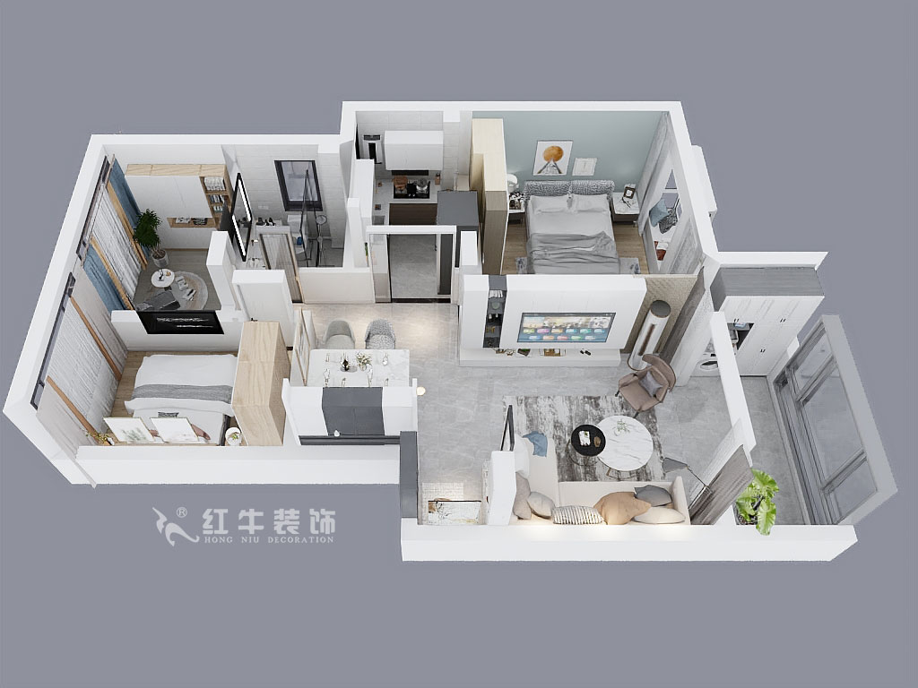 顧娟｜花雨南庭4-1-201-79㎡-現(xiàn)代風(fēng)格｜3室2廳1衛(wèi)｜老房裝修｜定制家￥80200｜全包12萬(wàn)｜00_04鳥瞰圖